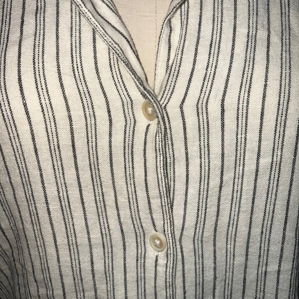 Lucky Brand Striped Linen Blend Button Down Short Sleeve Shirt - Medium - Picture 2 of 8
